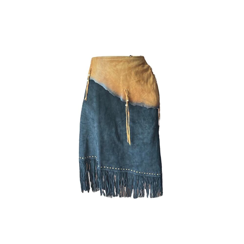 Blk leather skirt with Fringes RARE